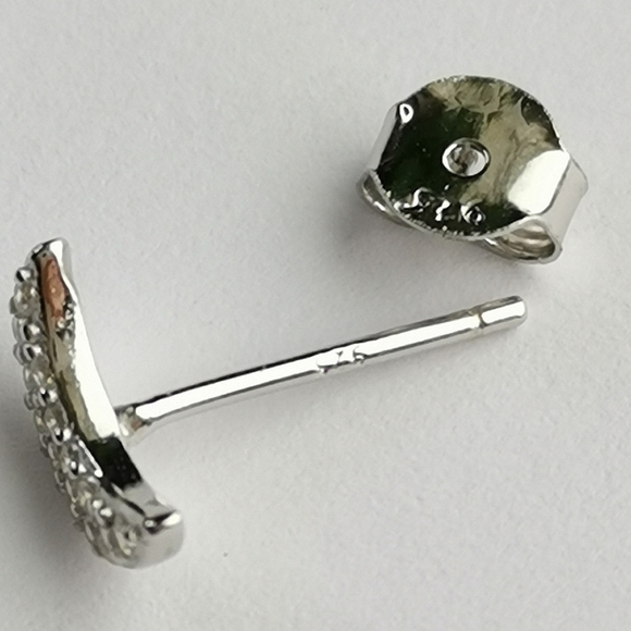 NEW sterling silver cz crescent moon stud earrings - Picture 3 of 3